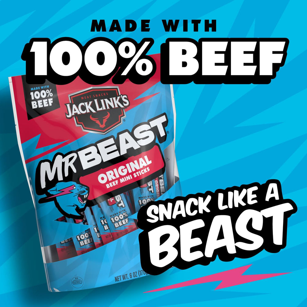 Beef Sticks image highlighting 5g protein per stick.