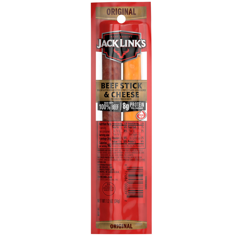 Jack Link's Original Beef & Cheese Combo packaging front shows bold flavor and convenience