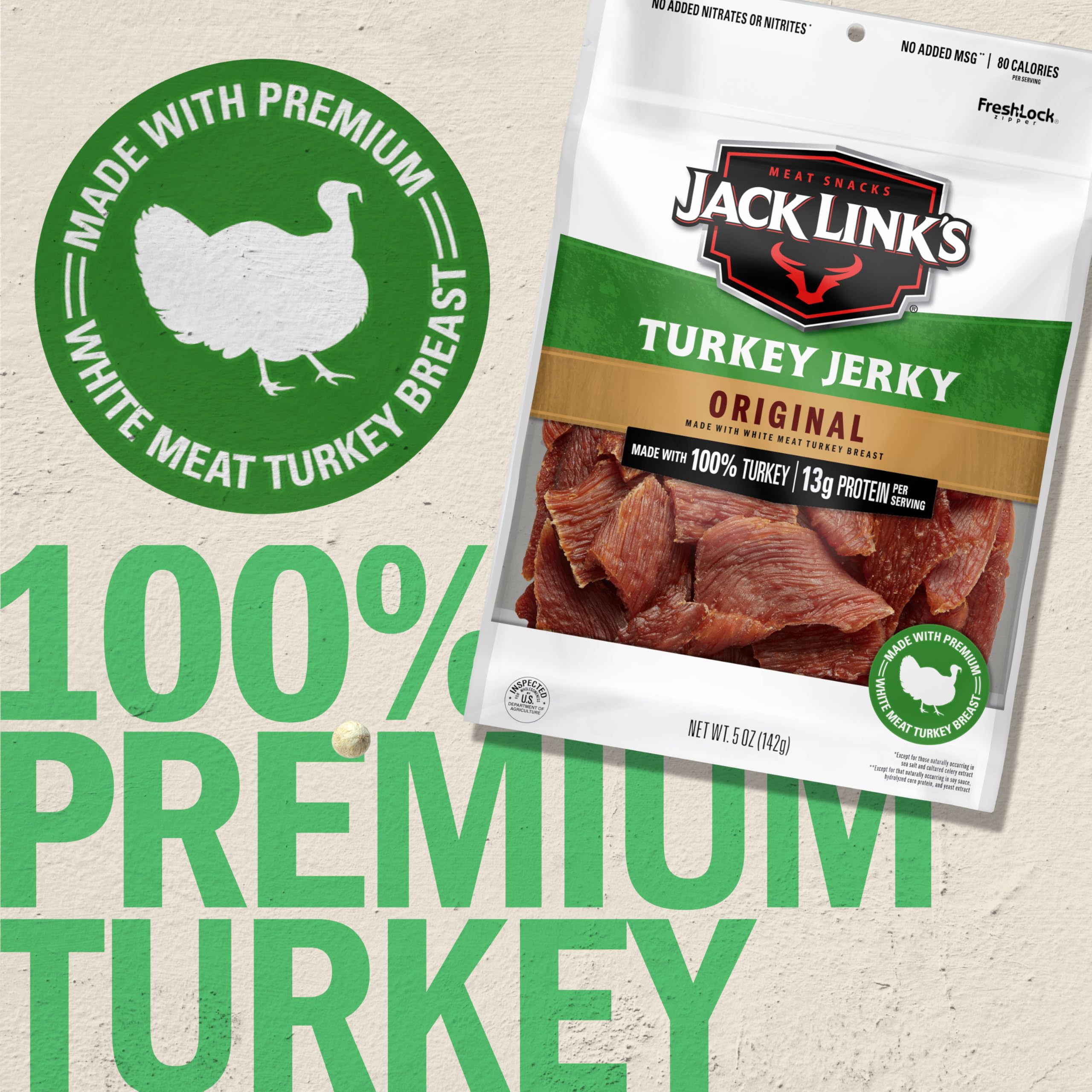 Jack Link's Original turkey jerky, hardwood smoked for flavor.