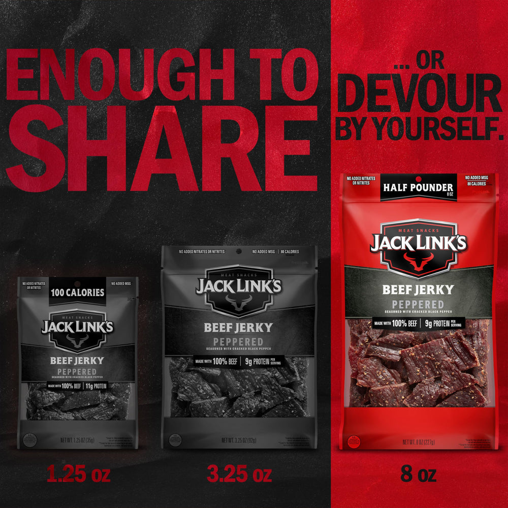 Peppered beef jerky in a lunchbox featuring Jack Link's branding