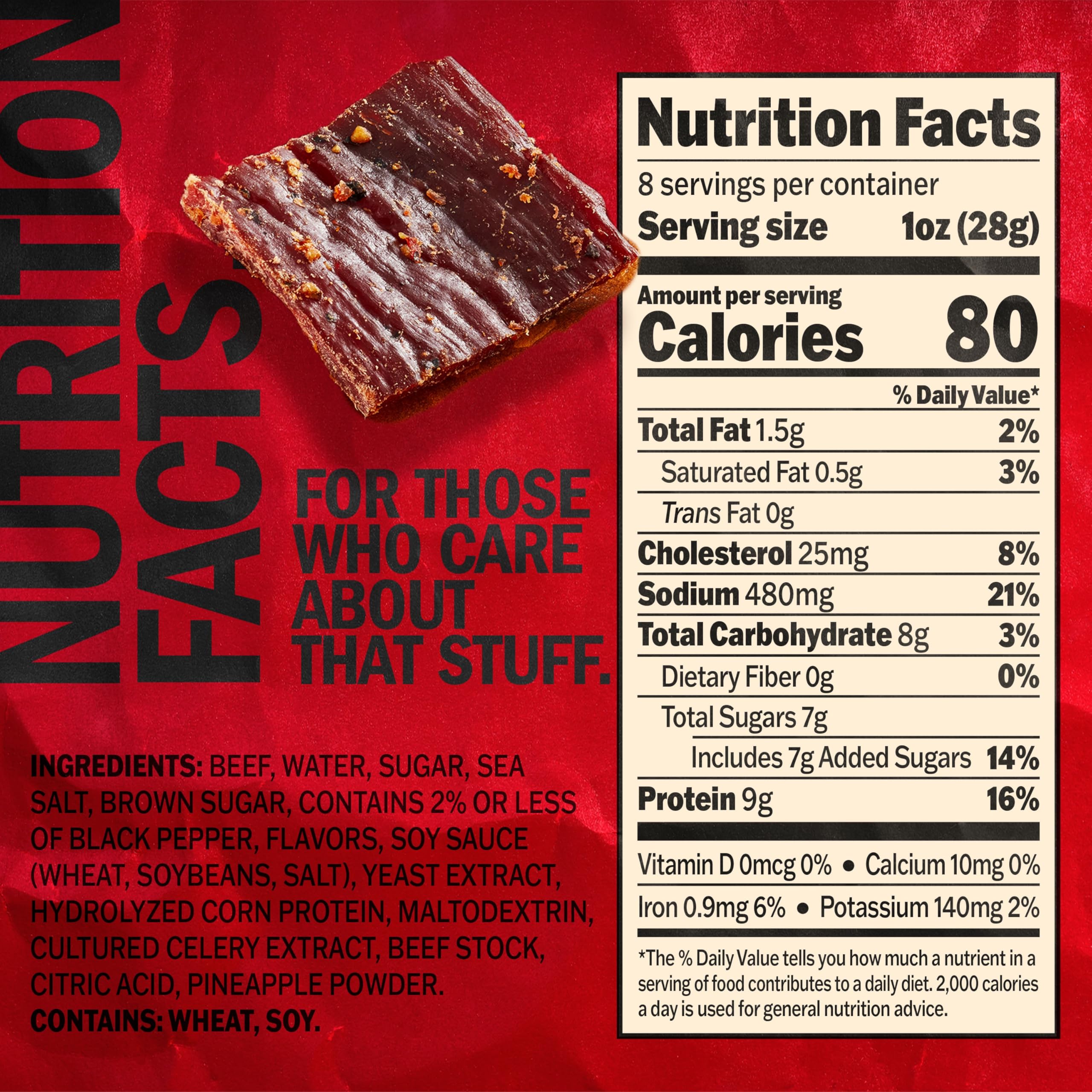 Jack Link's Peppered Beef Jerky slices reveal rich texture and convenient bite-sized protein