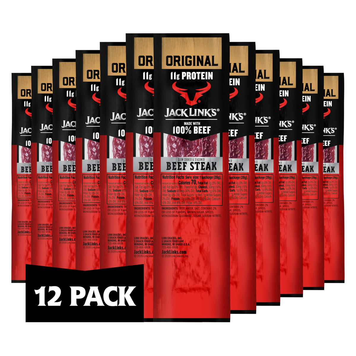 Jack Link’s Premium Cuts Beef Steak Original 1oz packaging highlights premium beef for on-the-go protein.