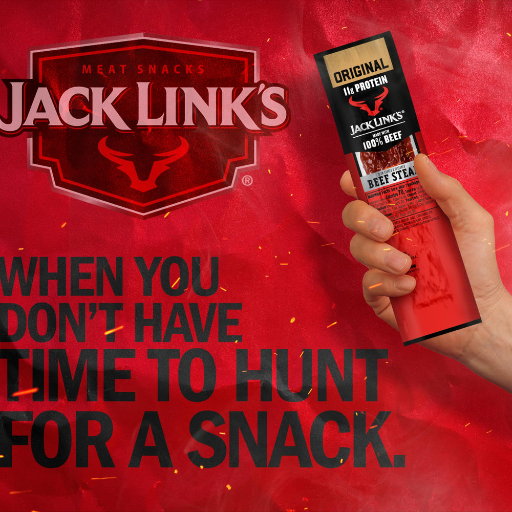 Jack Link’s Premium Cuts Beef Steak Original 1oz ready-to-eat snack, no refrigeration needed.