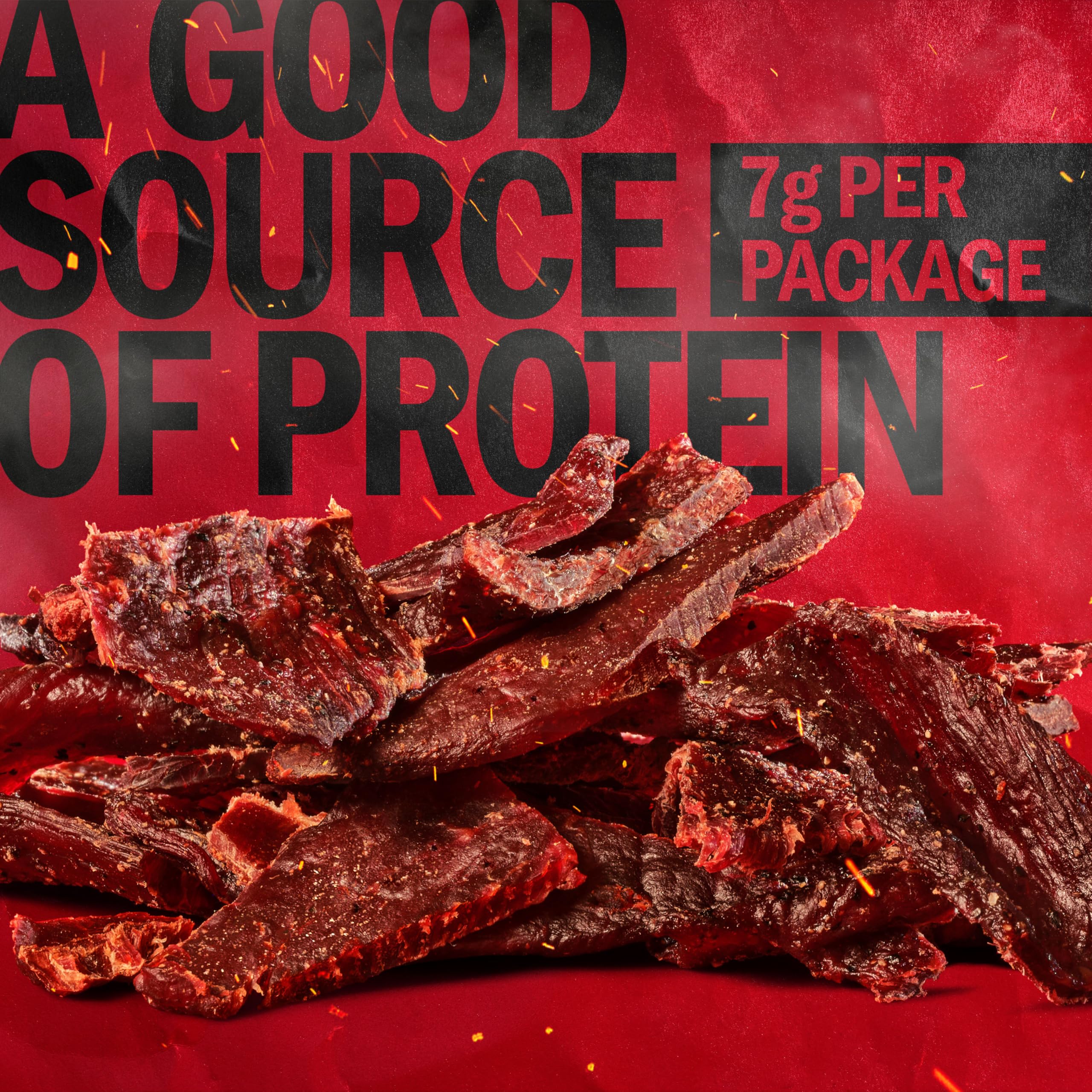 Jerky slow-cooked over hardwood smoke produces a savory aroma and tender texture.