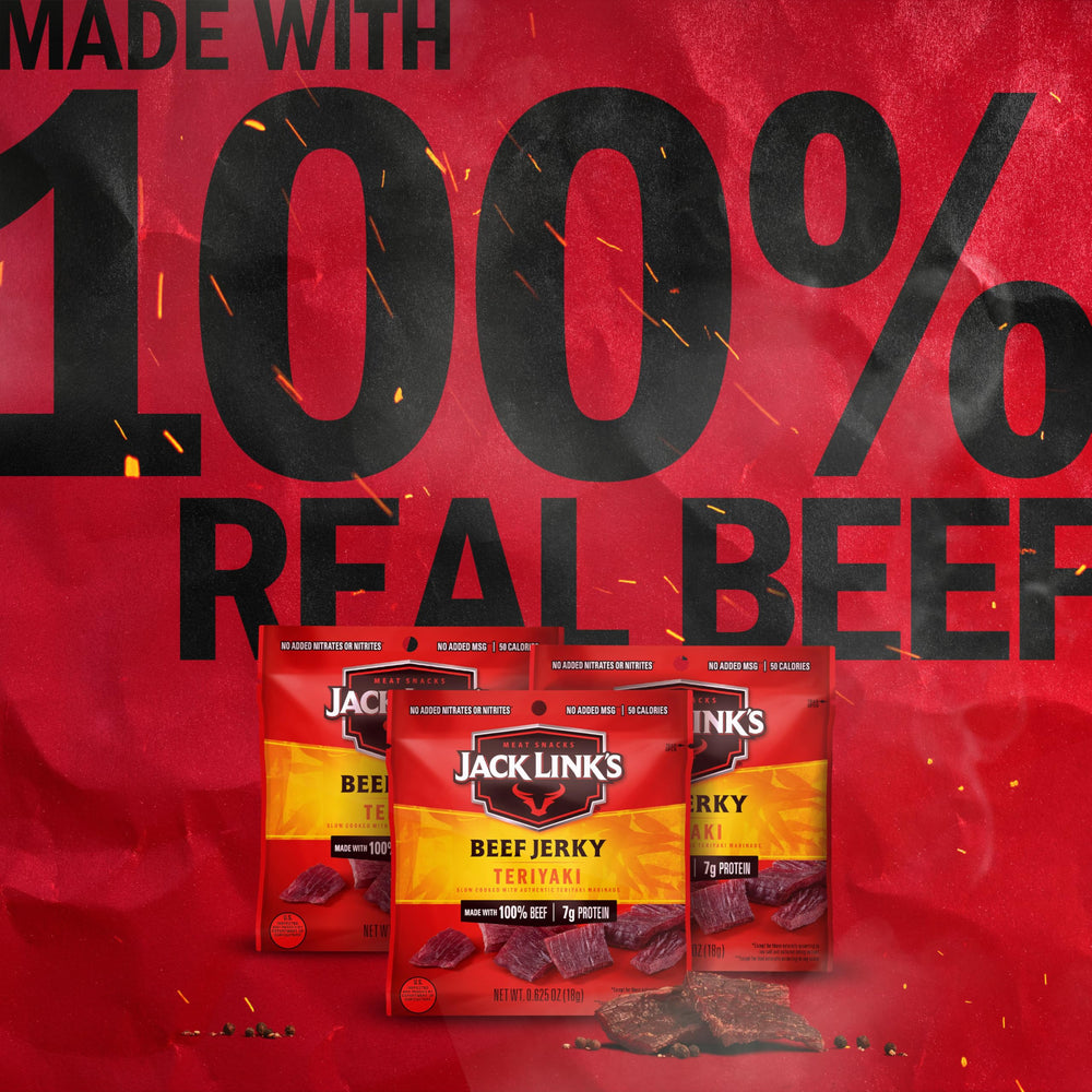 Teriyaki marinade and real beef deliver a mild, flavorful bite in every chew.