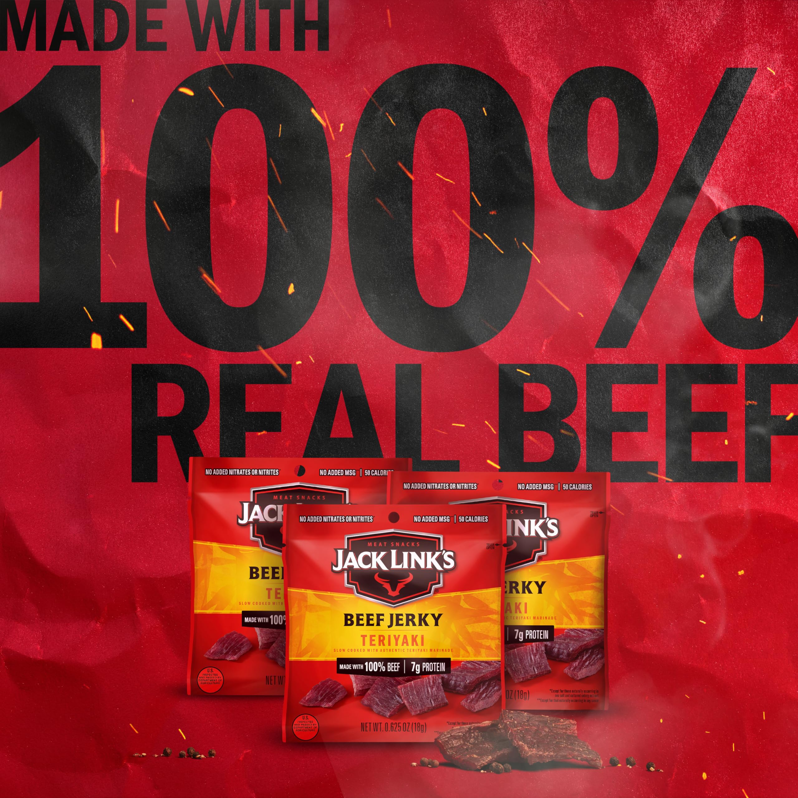 Jack Link's Teriyaki Beef Jerky slow-smoked for bold, savory flavor