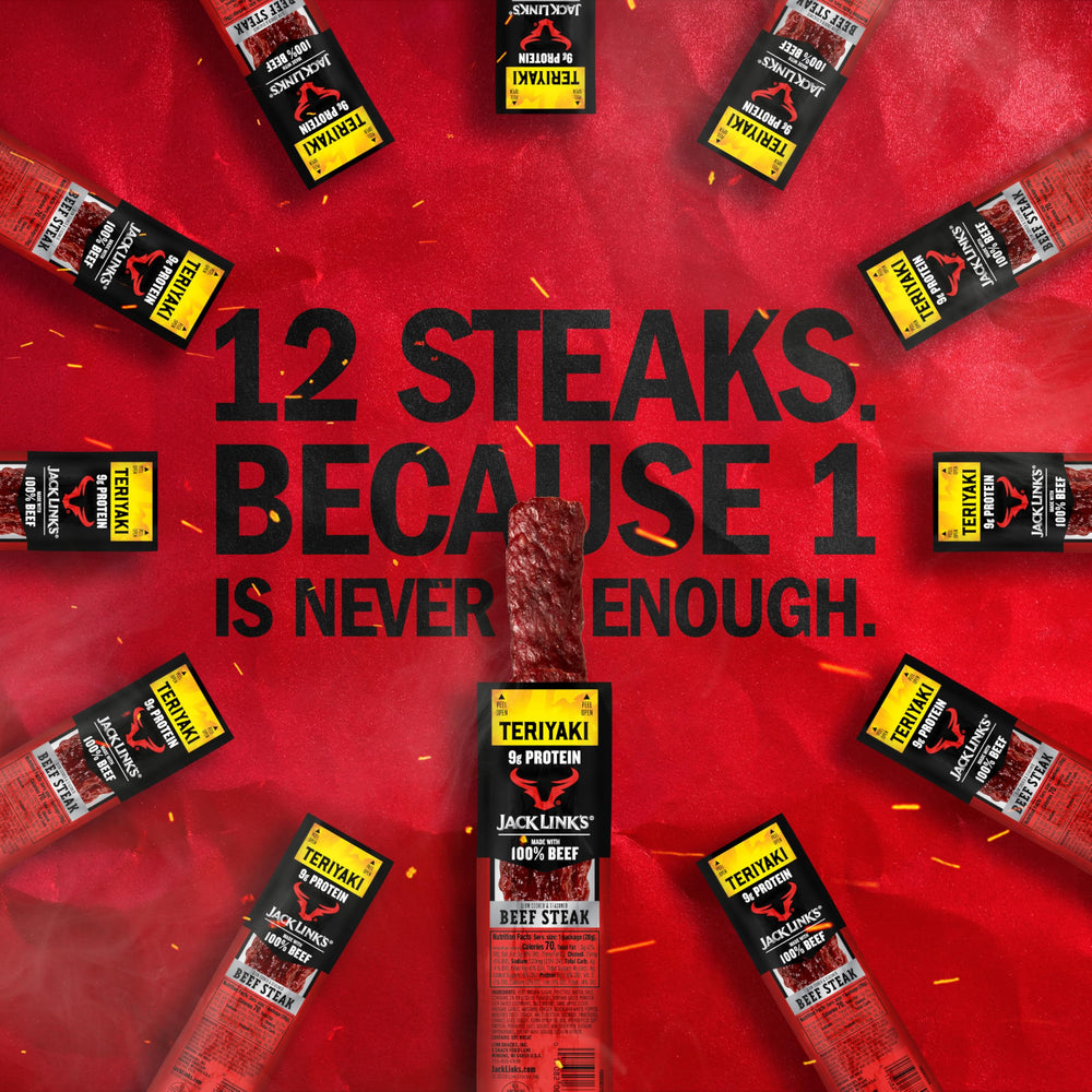 Jack Link's Teriyaki Beef Steaks in backpack, snack on trail