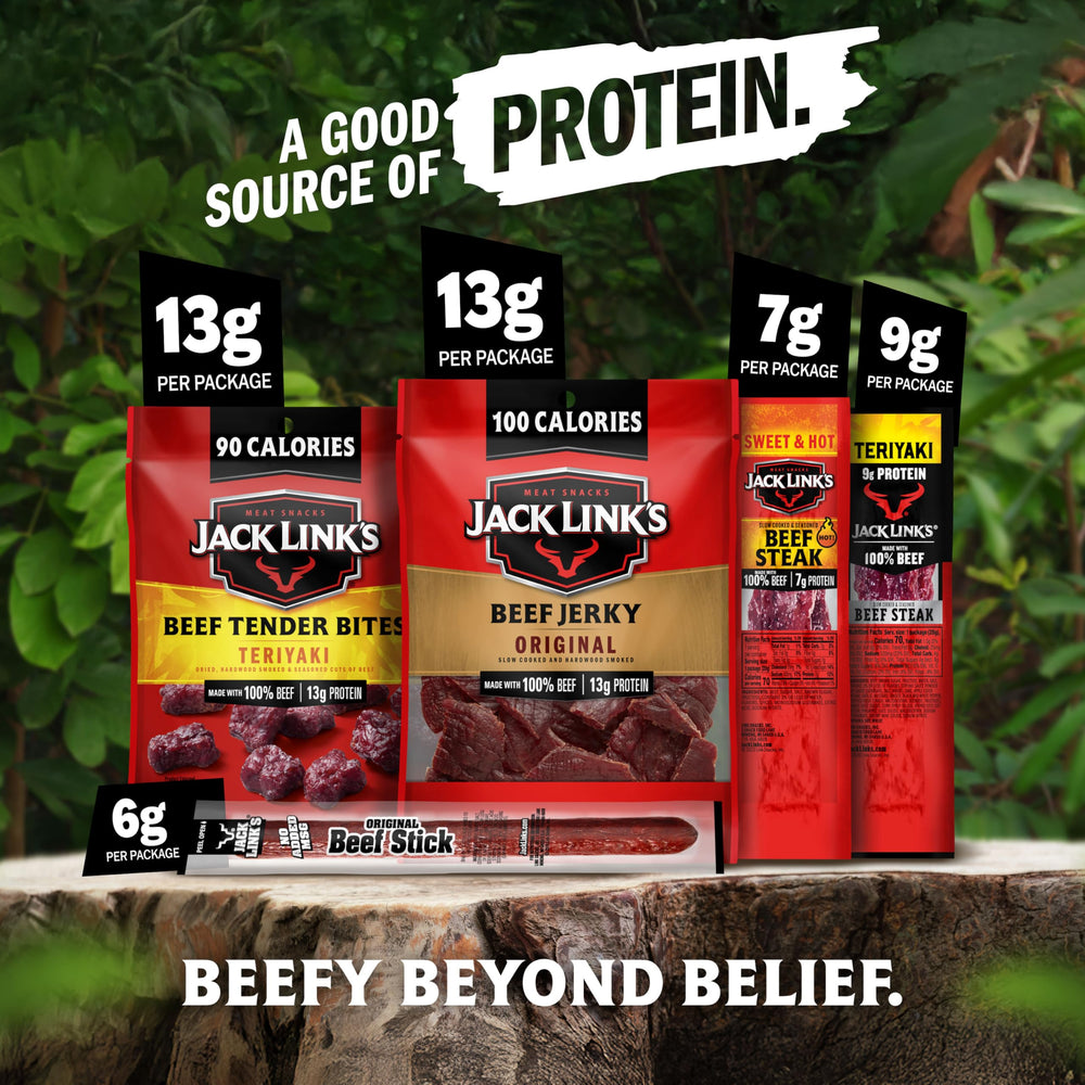 Jack Link's Teriyaki Beef Tender Bites pack with tender texture and flavor.
