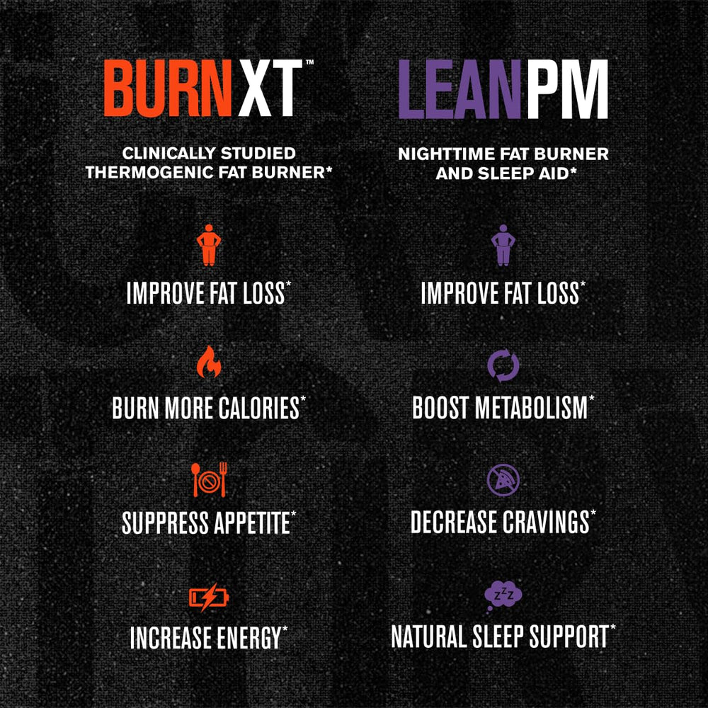 Jacked Factory Burn-XT Lean-PM kit pack showcasing 24-hour fat-burning stack