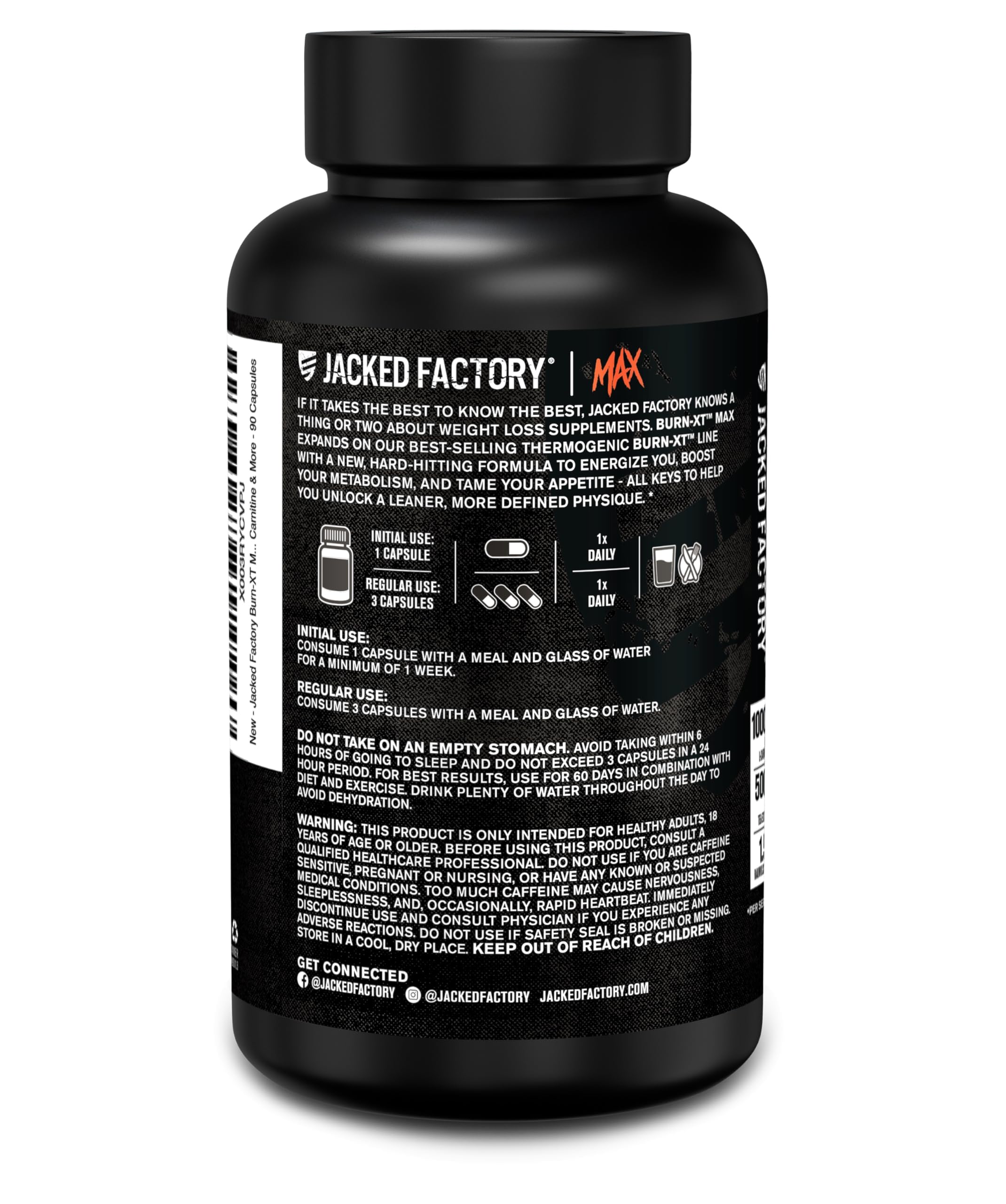 Jacked Factory Burn-XT Max Mitoburn display for enhanced energy