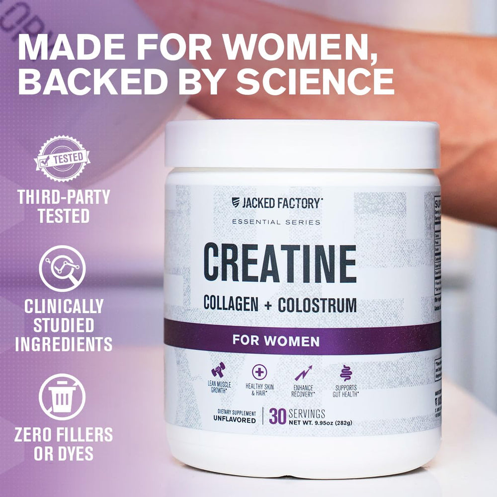 Jacked Factory Creatine Women scoop illustrating easy portioning for consistent training.