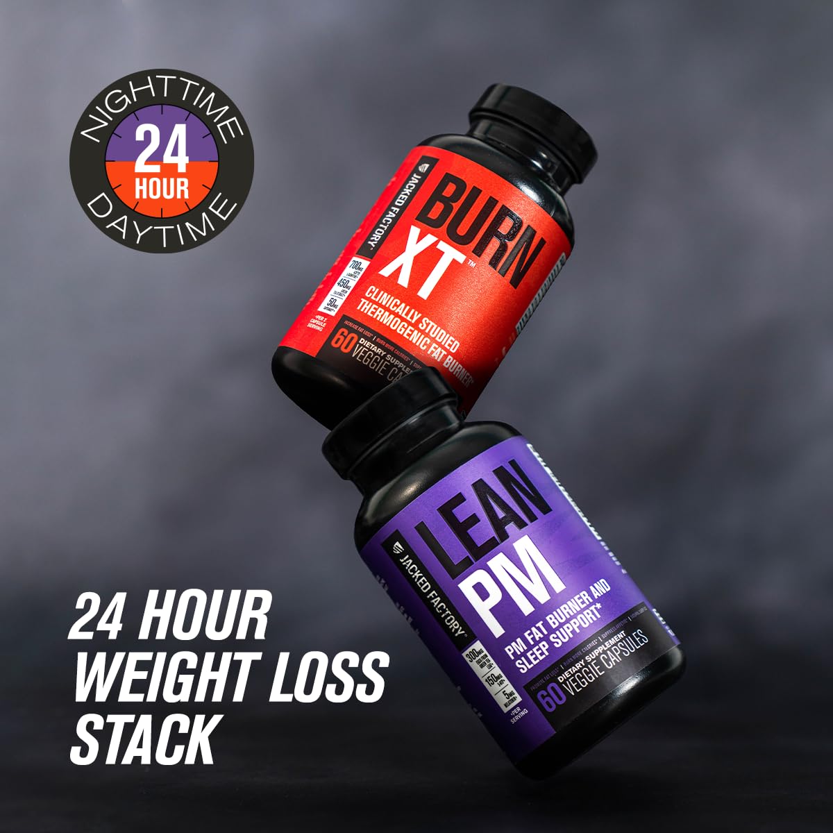 Jacked Factory Lean-PM bottle illustrating overnight metabolism and sleep support