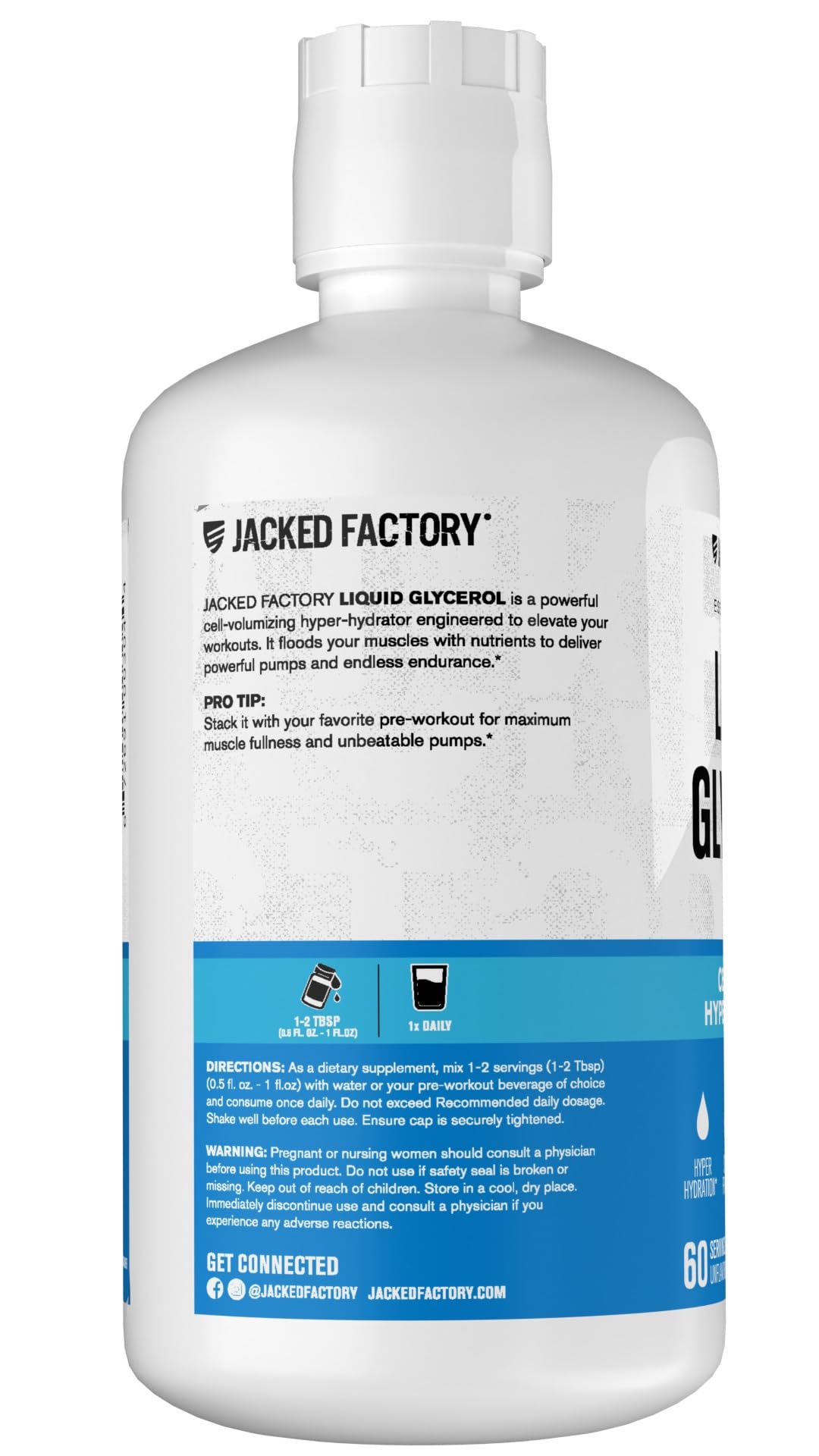 Jacked Factory Liquid Glycerol pre-workout setup beside other supplements.