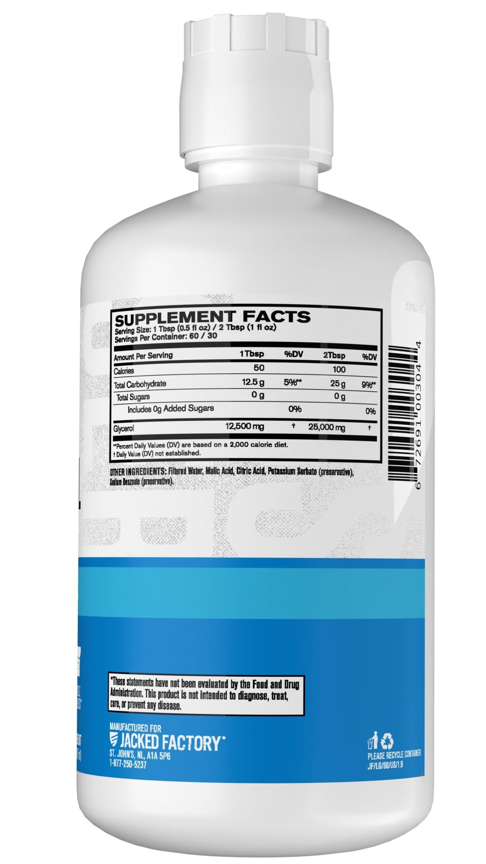 Jacked Factory Liquid Glycerol vegan hydration supplement in active use.