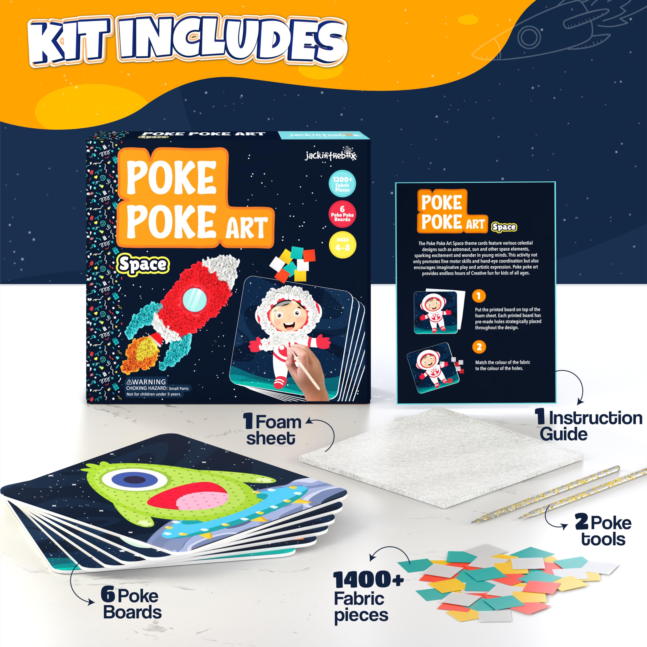 jackinthebox Poke Poke Art Fabric Squares show reusable art pieces for fun.