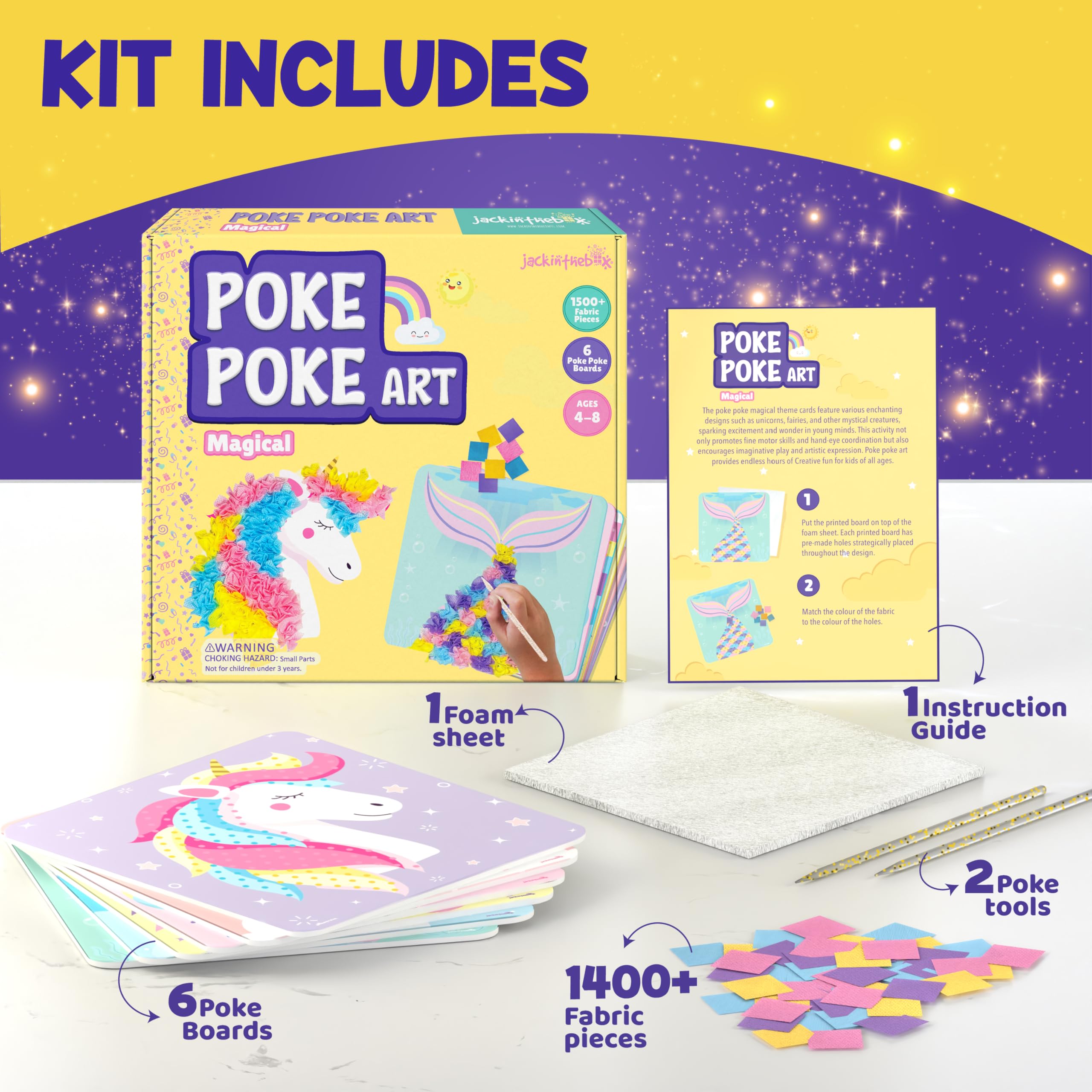 completed designs from the Poke Poke Art kit double as decor or gifts.
