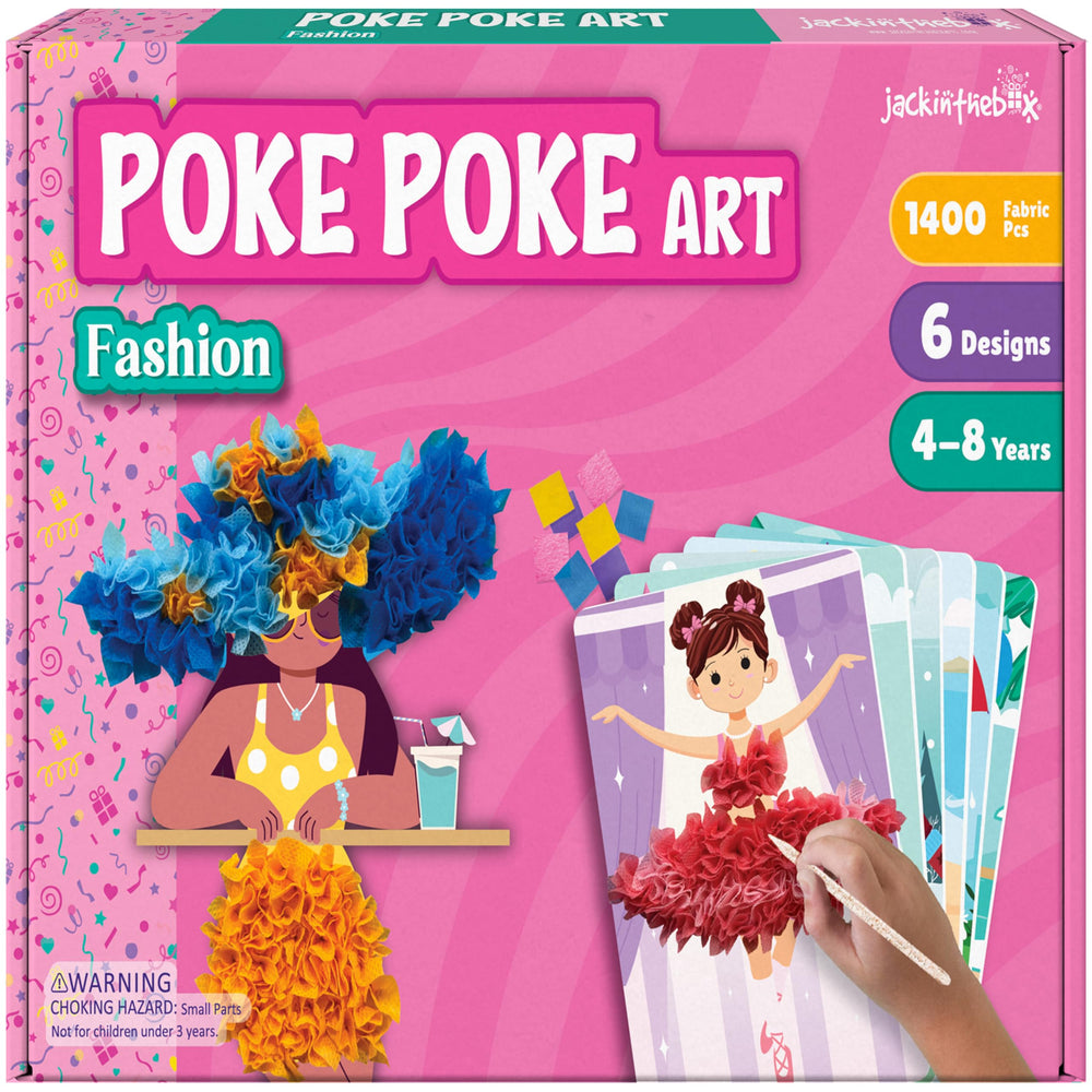 jackinthebox poke poke art kit cover showing colorful fashion outfits for mess-free crafting