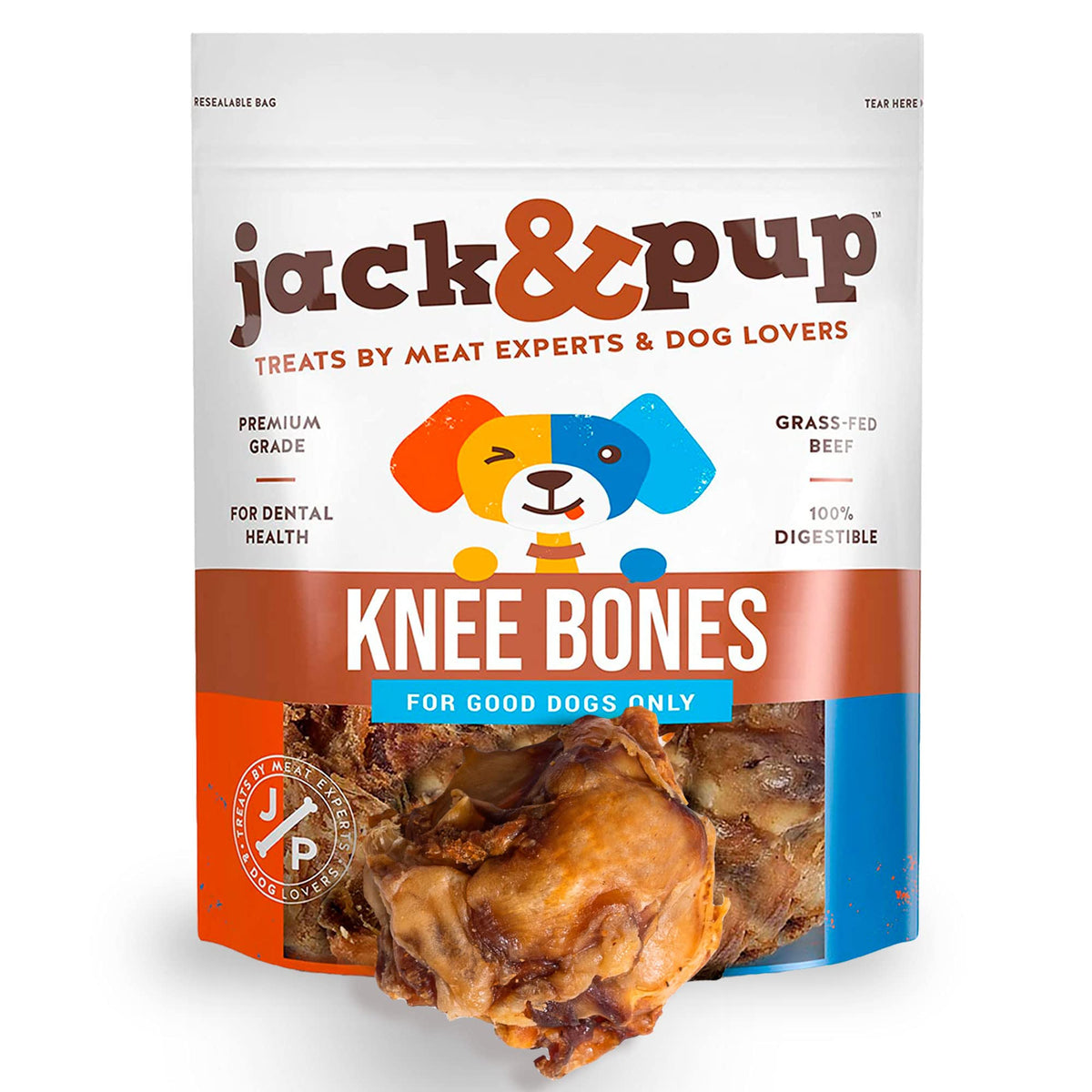 Jack&amp;Pup beef bones 10-pack pack image highlighting durable, long-lasting chews for large dogs