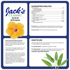 Jack's Classic 20-20-20 foliar feed promotes leaf expansion and vibrant color.