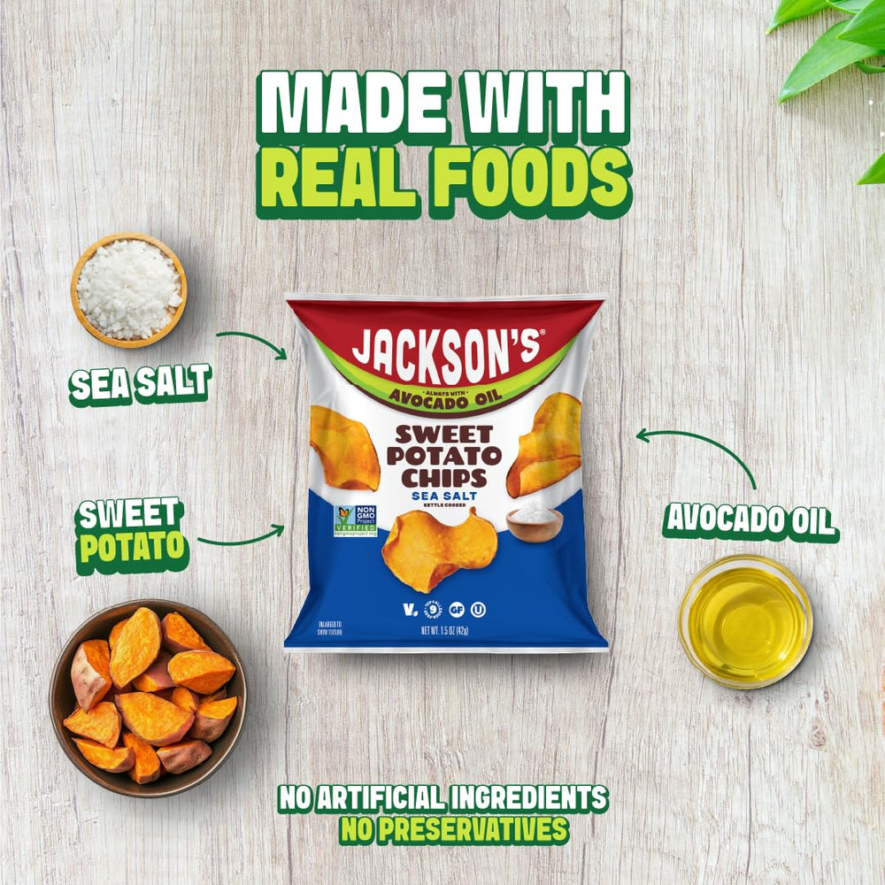 Jackson's avocado oil cooking process preserves light, crisp texture.
