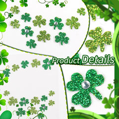 Jacnkb green clover rhinestones provide sparkling accents for cheeks and temples