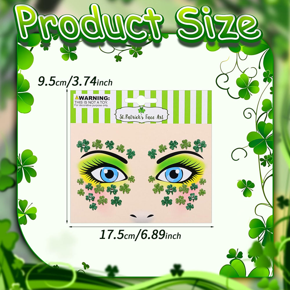 Jacnkb shamrock glitter face tattoos sheet 2 features clover designs for party-ready shine