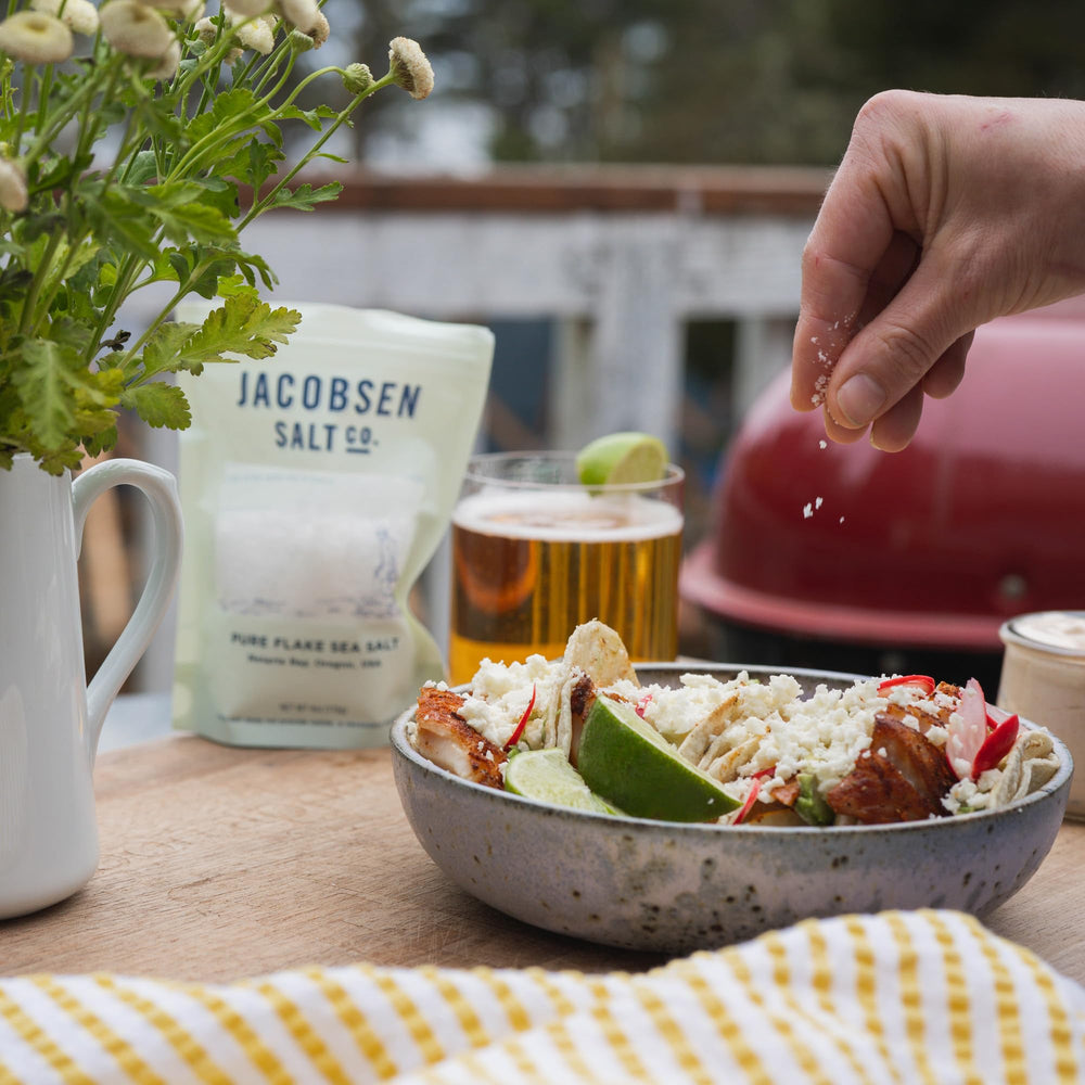 Jacobsen Salt Co. Gourmet kitchen staple for thoughtful cooking and memorable meals.