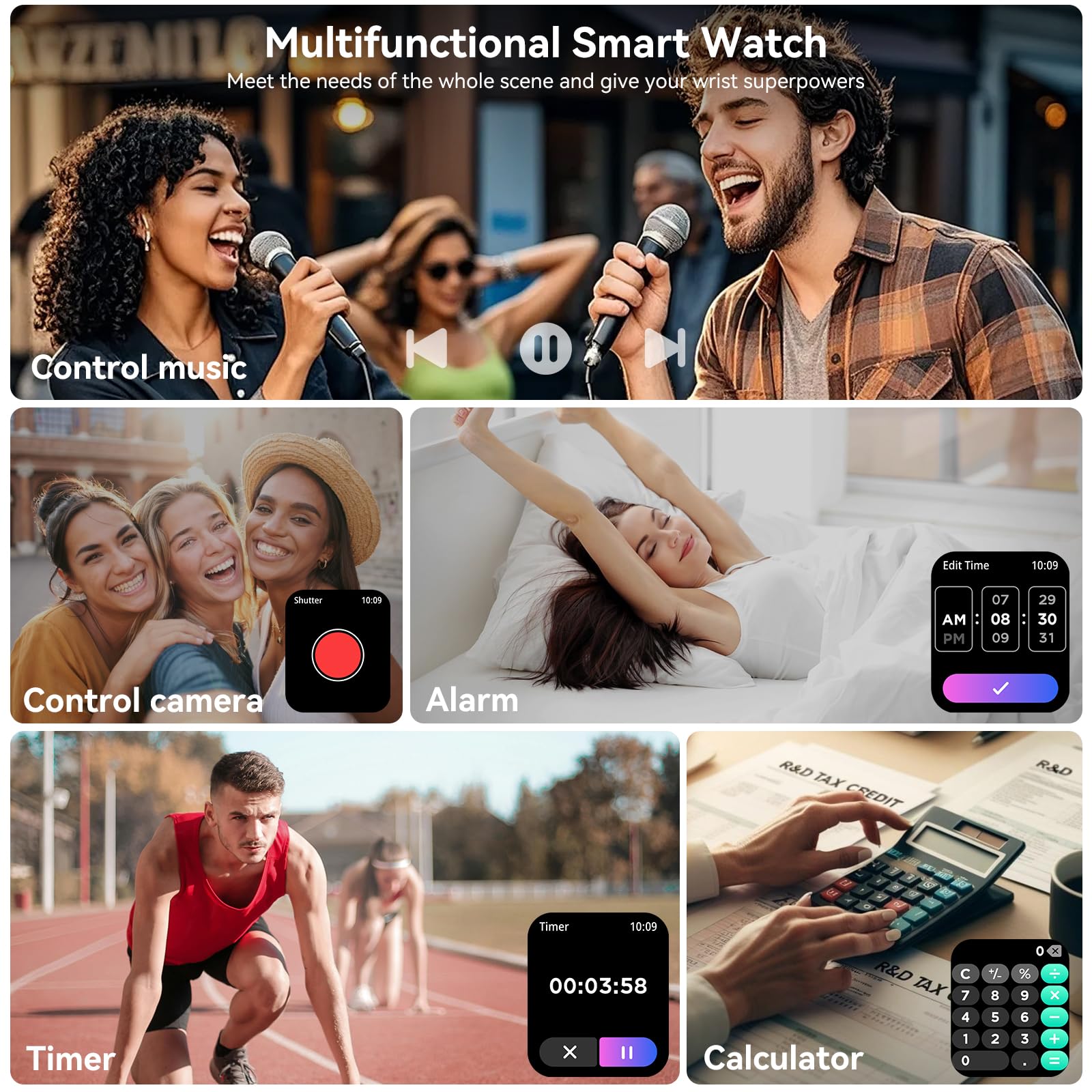 Jacoosa Smart Watch sapphire glass and zinc alloy frame for durability.