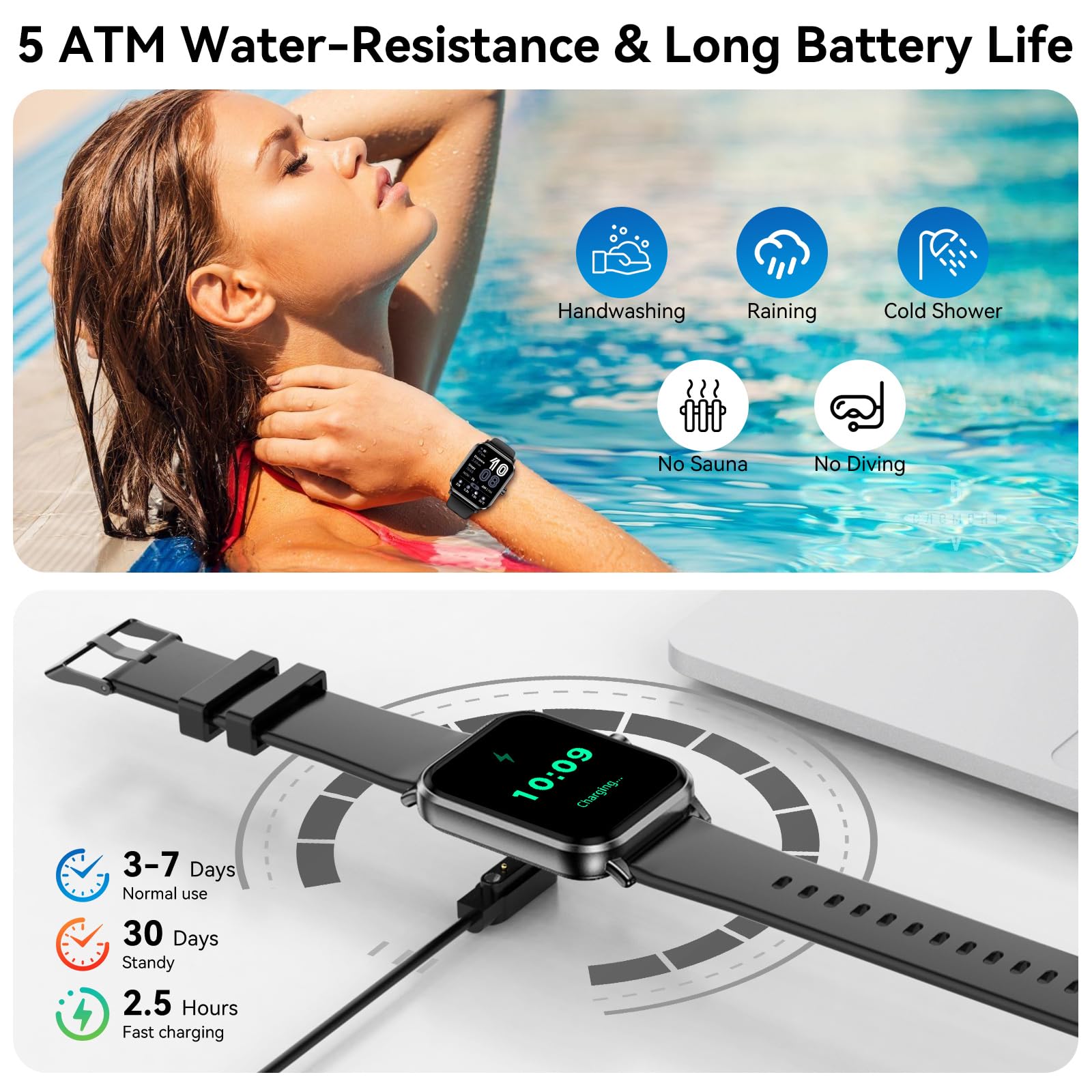 Jacoosa Smart Watch DaFit faces and app enables easy customization.