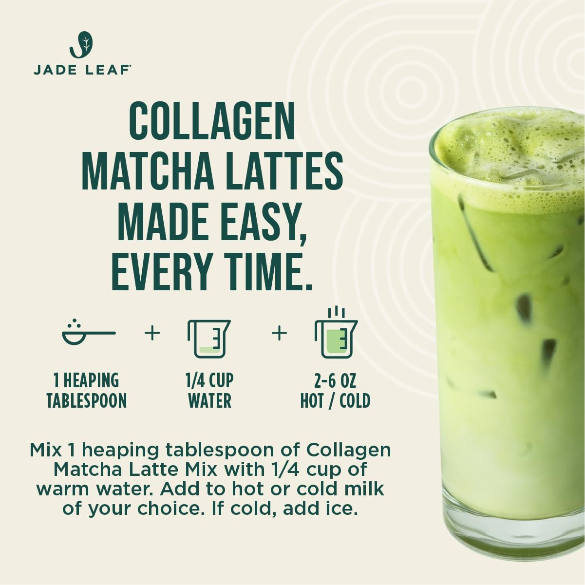 Jade Leaf Matcha latte bottle highlights keto-friendly monkfruit sweetness.