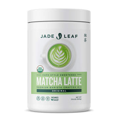 Jade Leaf Matcha latte tub for at-home cafe-style lattes.