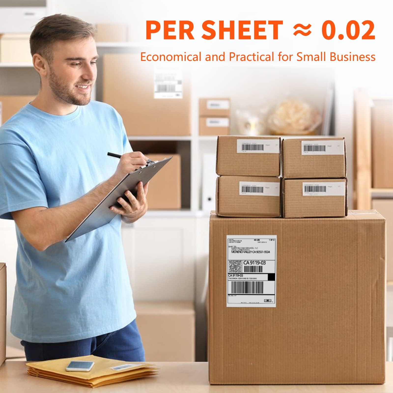 JADENS packaging in kraft carton protects labels during transport.
