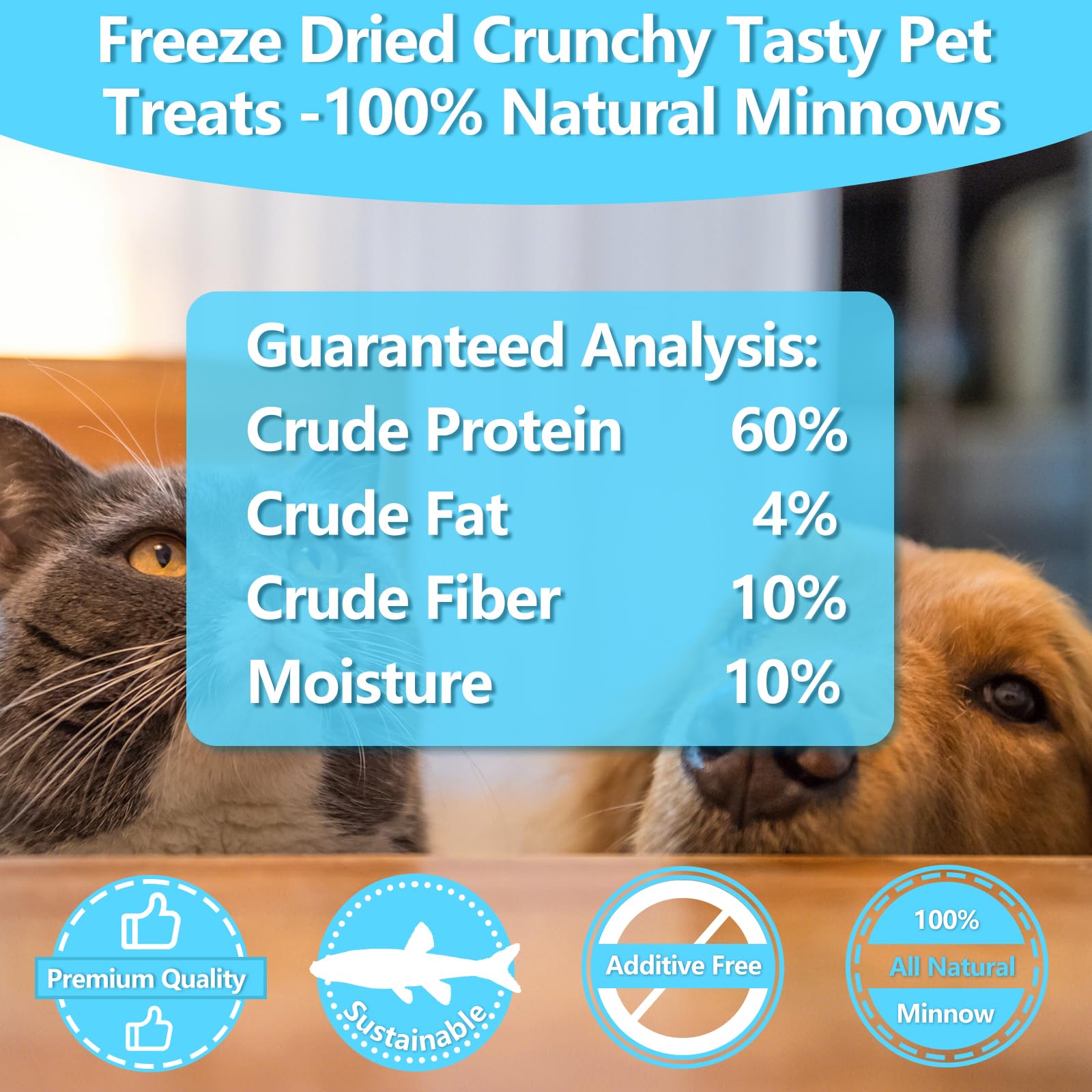 JADINGSFARM Minnows freeze-dried chunks – convenient bite-sized snacks for pets.
