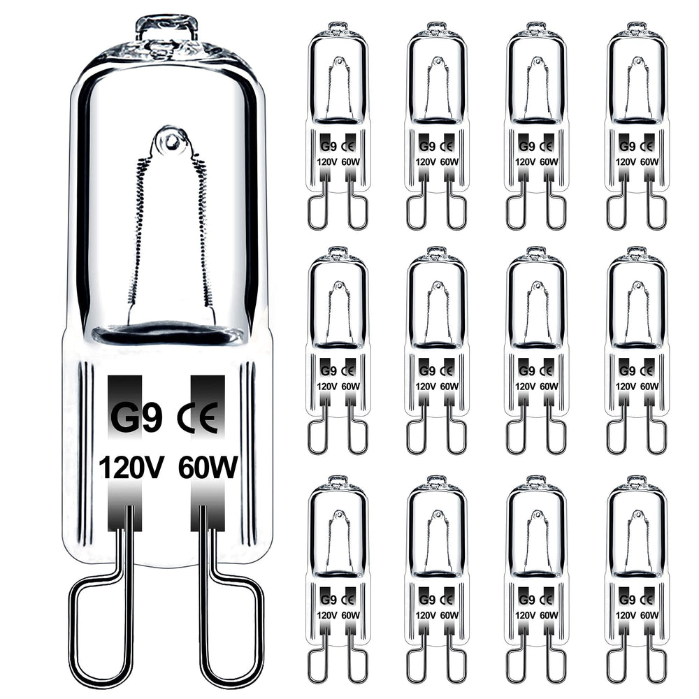 Jaenmsa 60W G9 bulb with clear glass suitable for chandeliers and crystal lighting, warm glow.