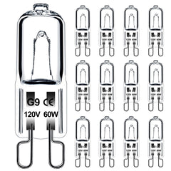 Jaenmsa 60W G9 bulb with clear glass suitable for chandeliers and crystal lighting, warm glow.
