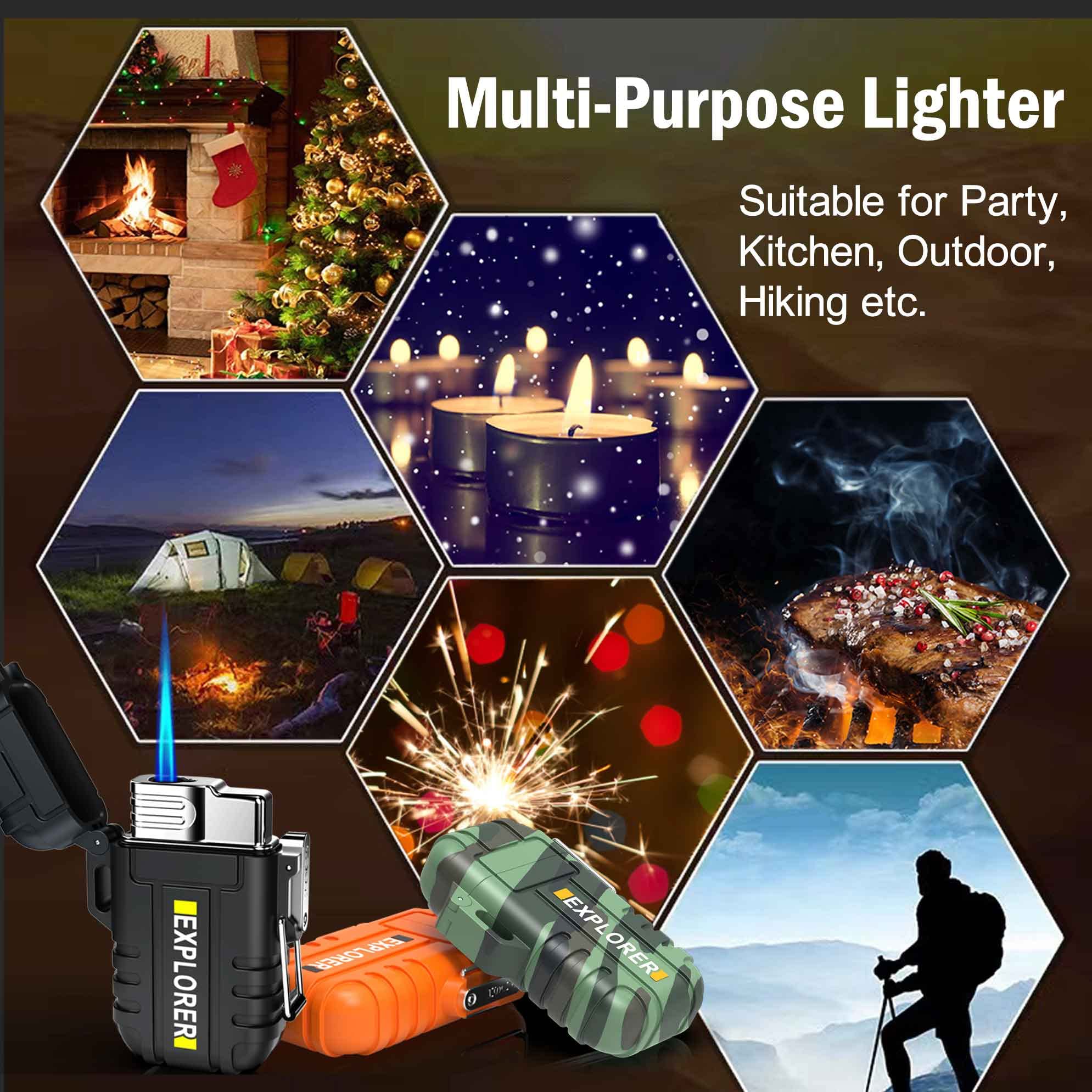 Jaerdhs windproof flame in action suitable for grills and fireplaces.