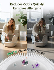 Jafanda air purifier showing 360-degree airflow feature