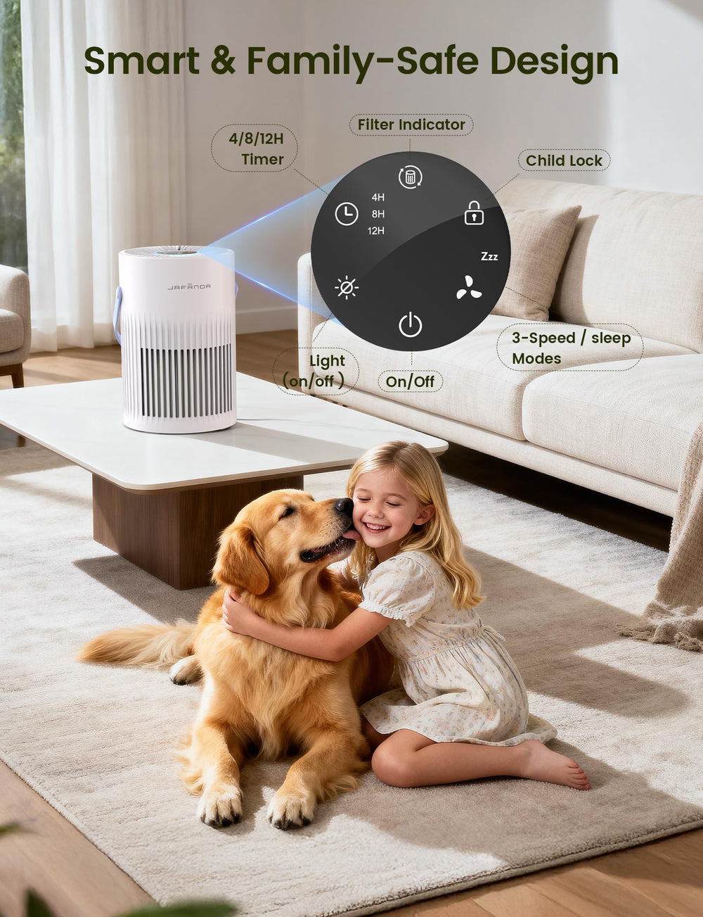 Jafanda air purifier aroma diffuser with mood lighting