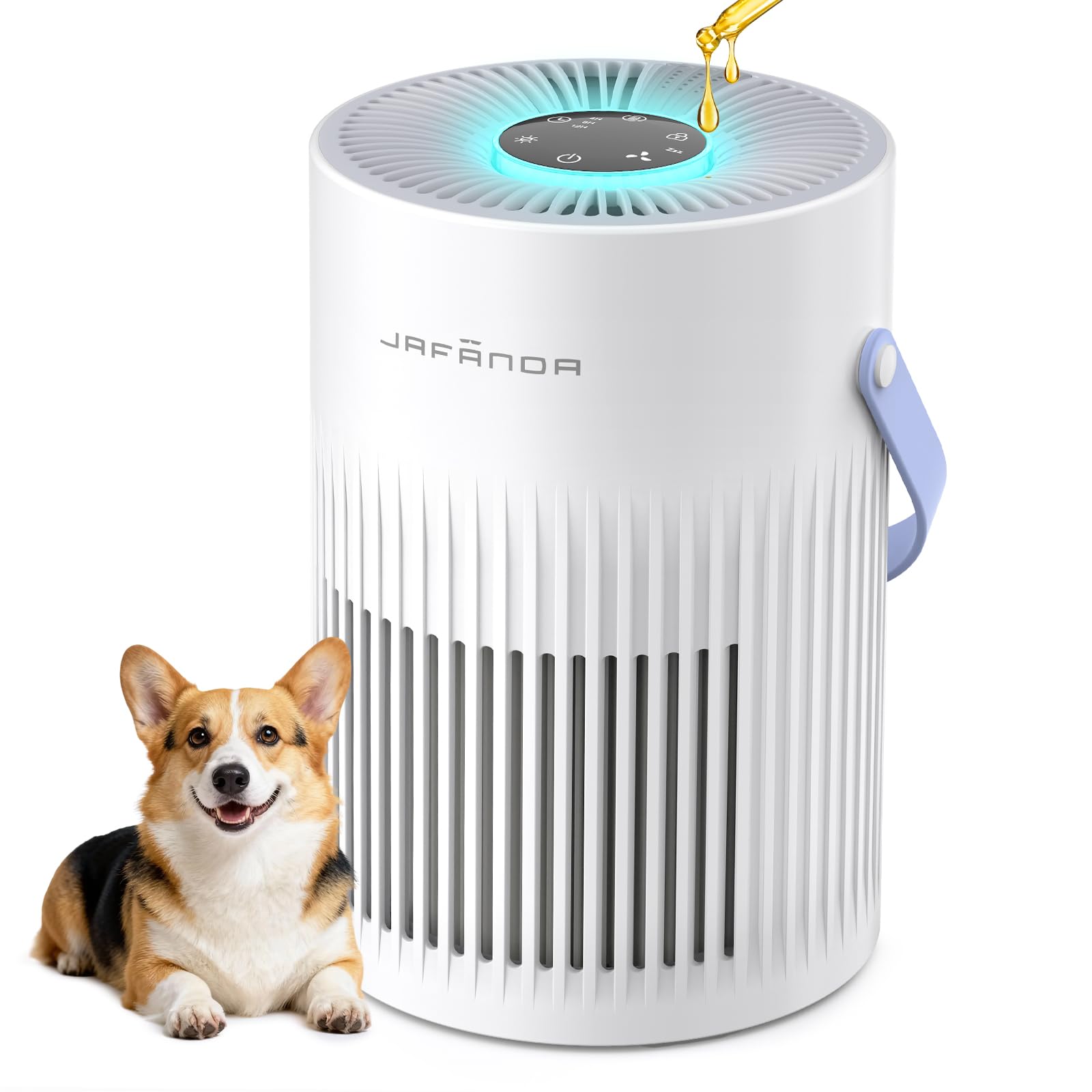 Jafanda air purifier front view showing compact home design