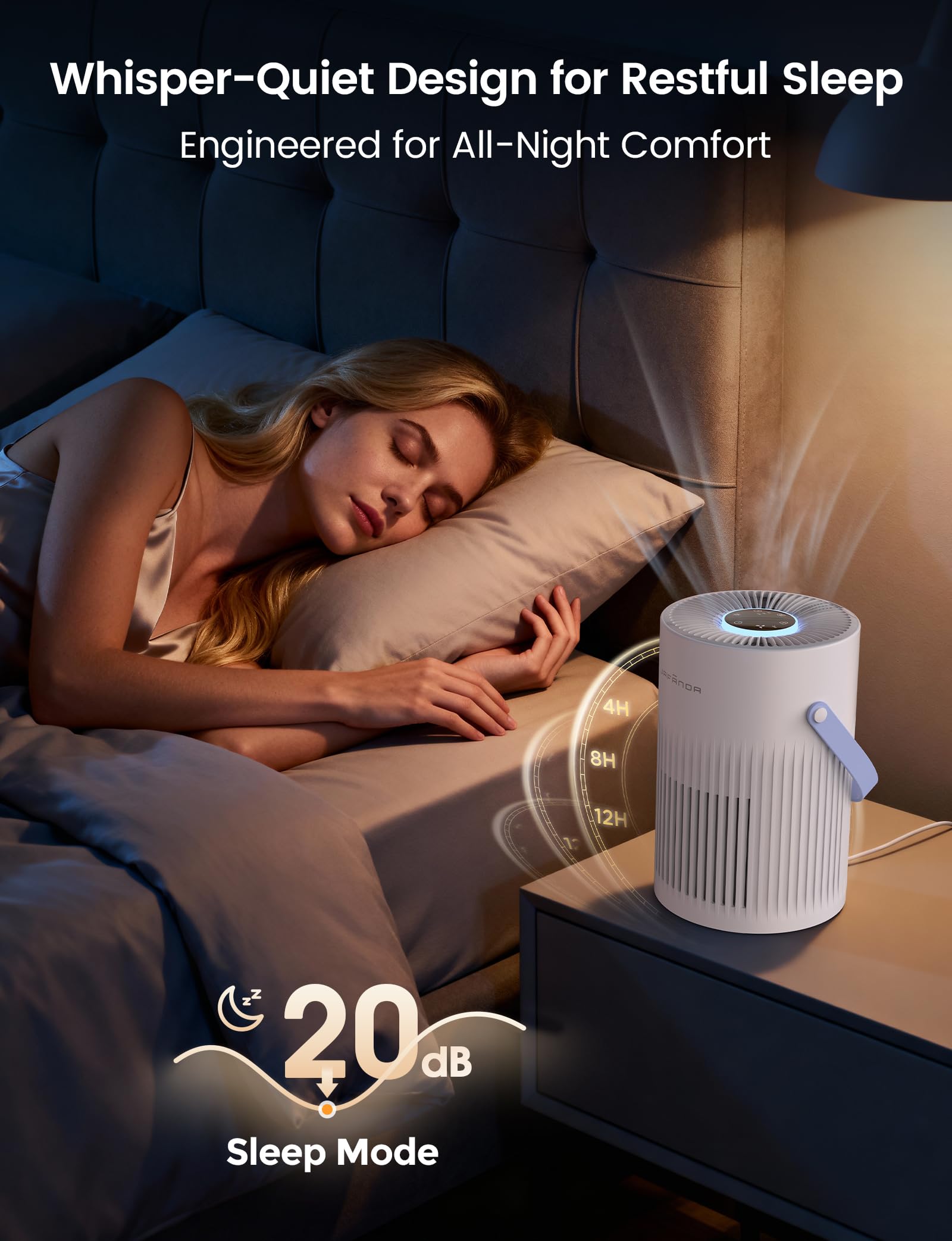 Jafanda air purifier Sleep Mode with ultra-low noise