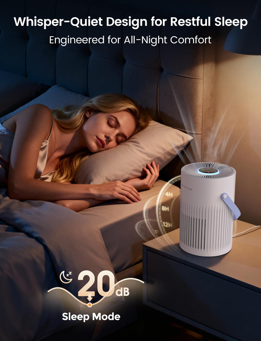 Jafanda air purifier Sleep Mode with ultra-low noise