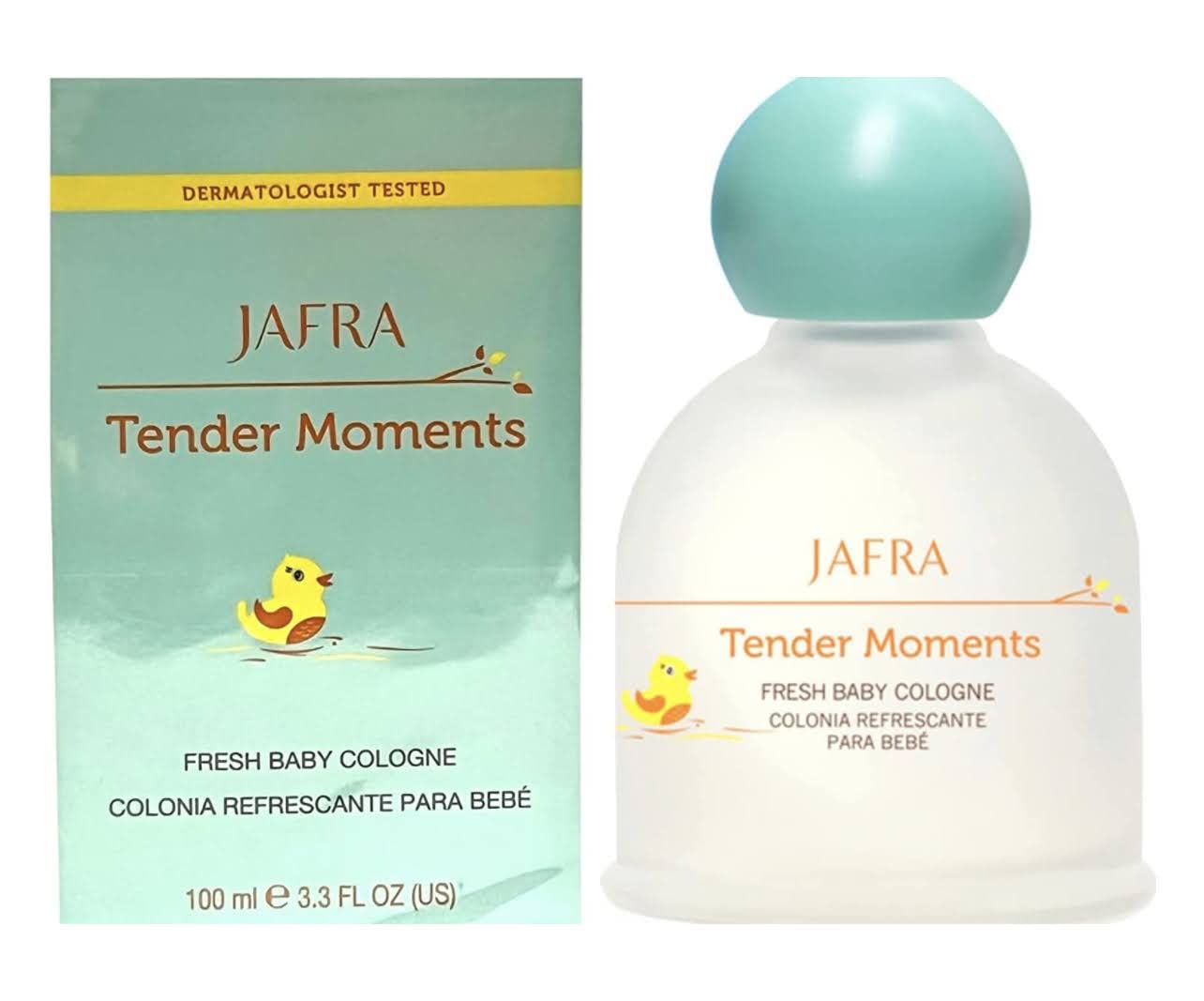 JAFRA Tender Moments label close-up, soft notes ideal for everyday baby use.