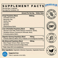 Jagielolia detox capsules close-up showing vegan, easy-to-take format.