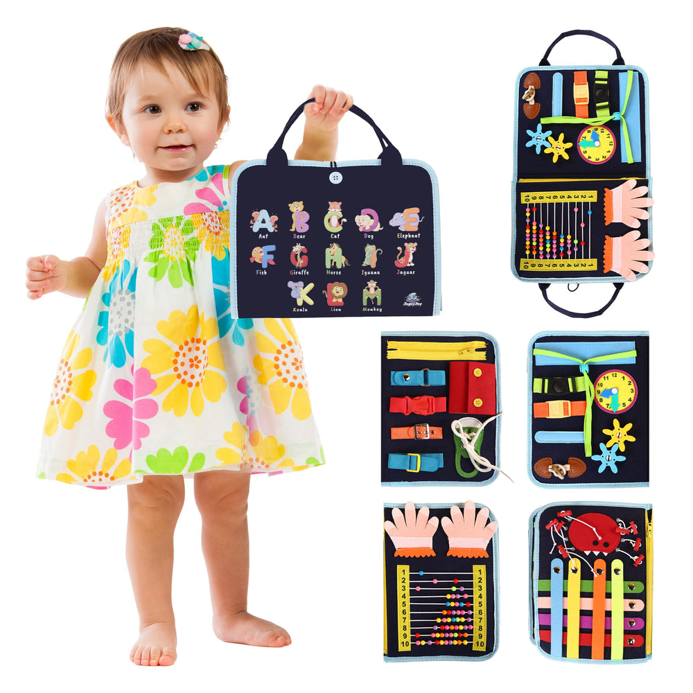 JAGSYJOY Busy Board zipper panel promotes fine motor control during quick closures