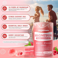 Nutrition label of Jajehalo Magnesium Complex highlighting 16-in-1 blend with D3 and magnesium forms.