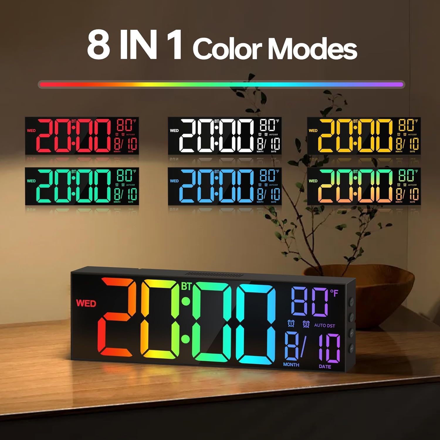 JALL auto DST and brightness sensor adjust display for comfort.