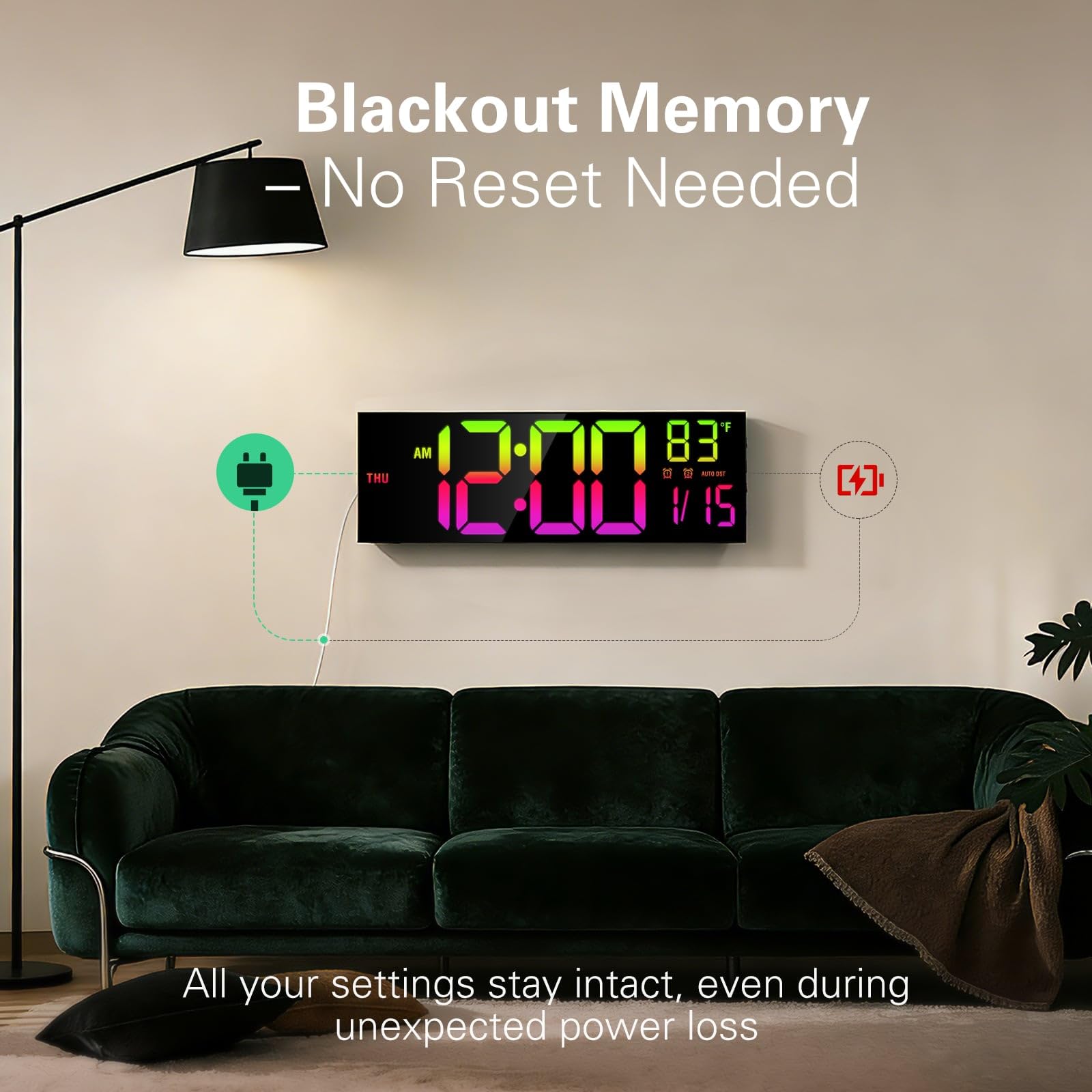 JALL memory backup preserves time and alarms during outages.