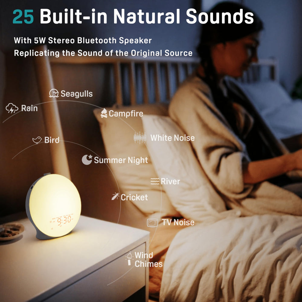 JALL Sunrise Alarm Clock LED display showing brightness progression