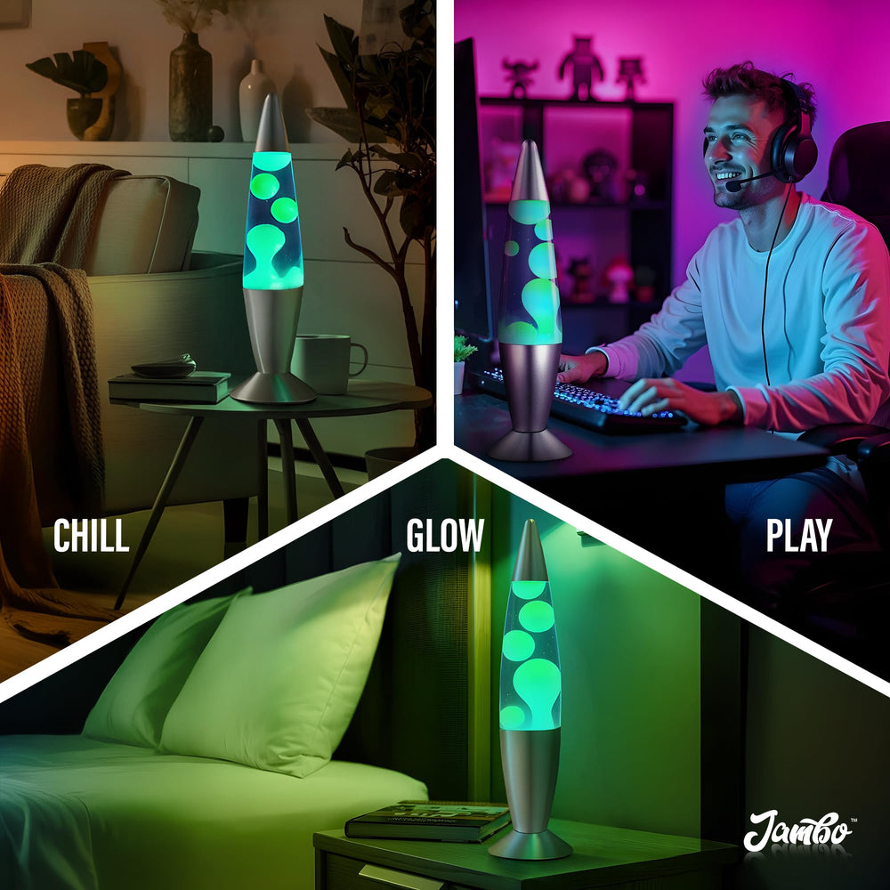 JAMBO's wax motion lamp offers a captivating focal point for study spaces.