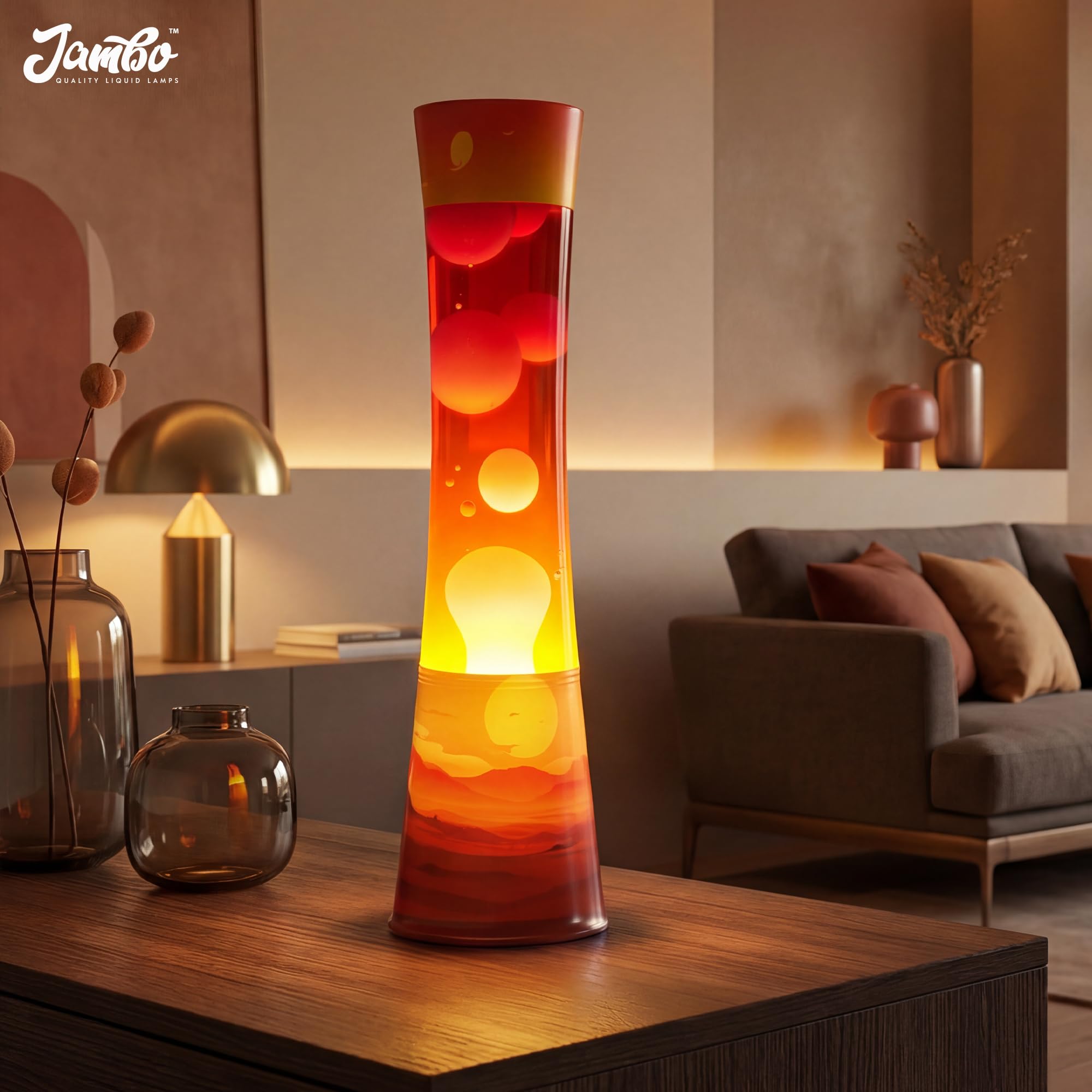 JAMBO liquid wax flow motion lamp shows calming movement.